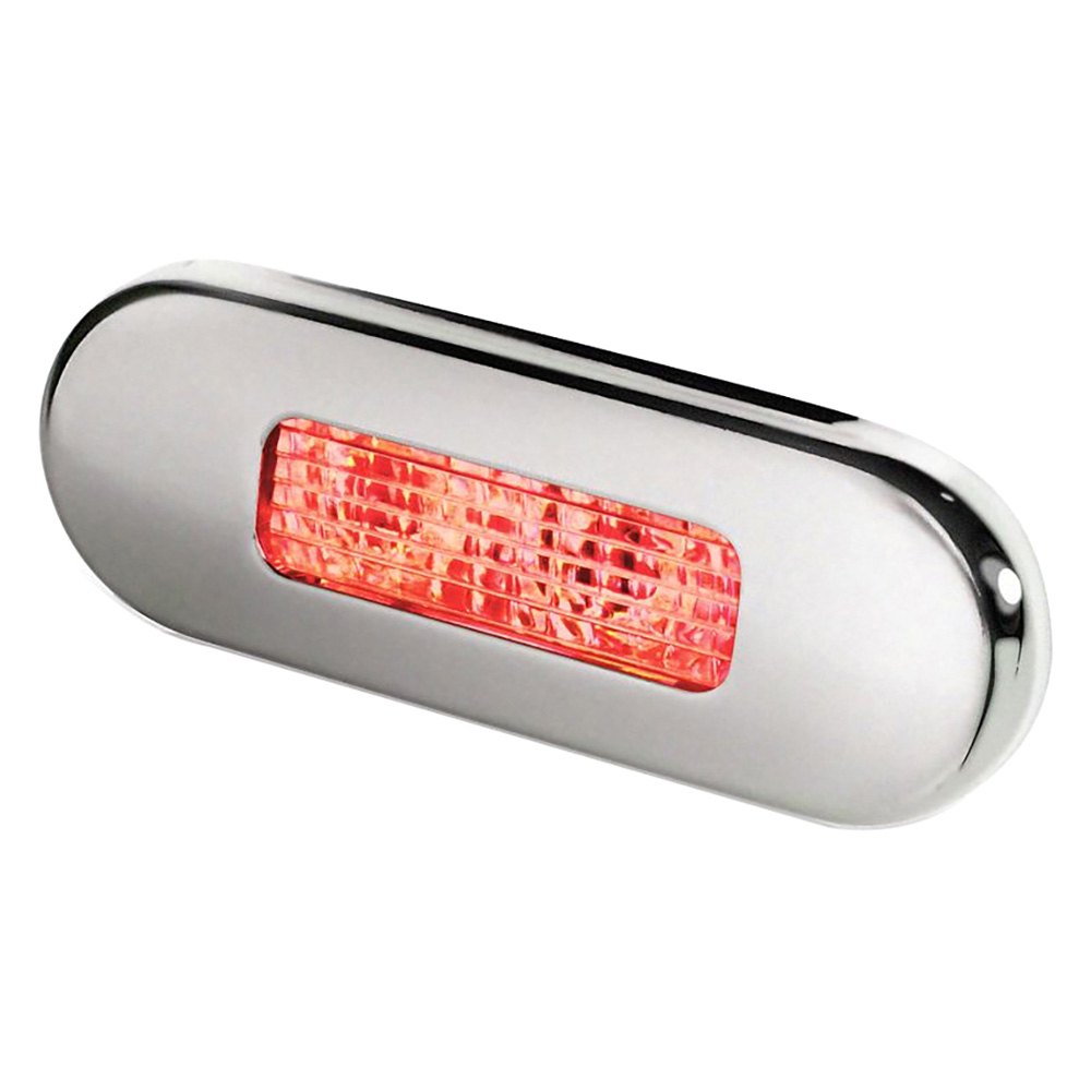 Hella Marine 0869 Surface Mount Oblong LED Courtesy Lamp, 12/24V DC, IP67, Polished 316 Stainless Steel Bezel, 84 mm Wide