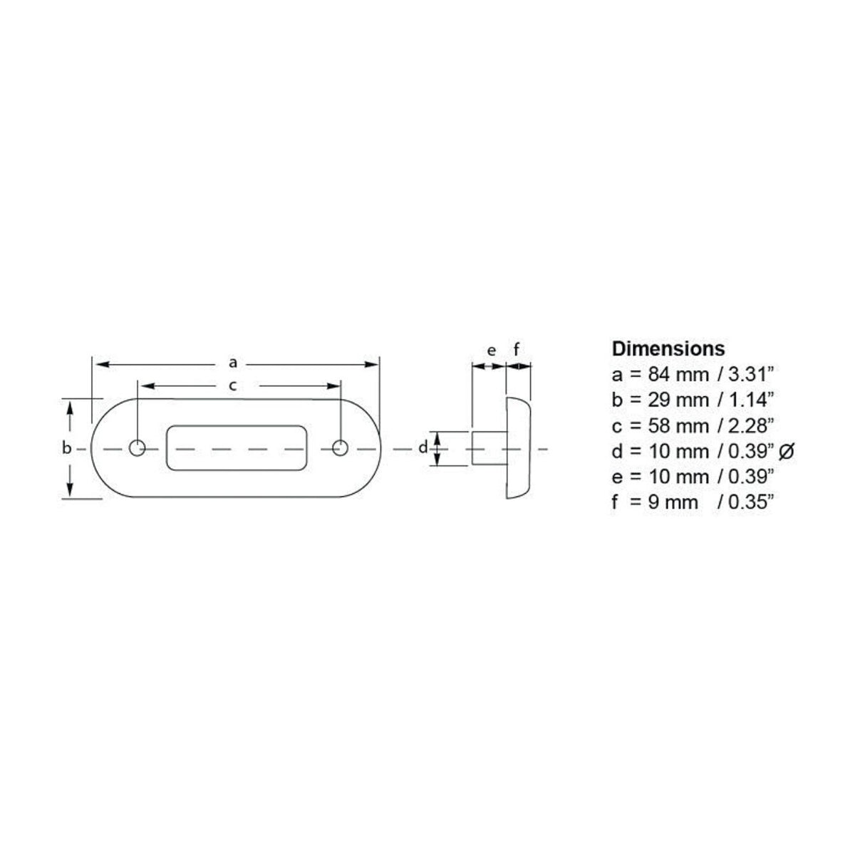 Hella Marine 0869 Surface Mount Oblong LED Courtesy Lamp, 12/24V DC, IP67, Polished 316 Stainless Steel Bezel, 84 mm Wide