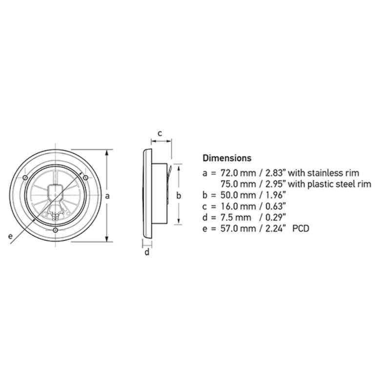 Hella Marine EuroLED 75 Dual Colour LED Downlight, Warm White/Red, 12V DC (9-16V), IP6K7, IP6K9K, Screw Mount, PWM or Resistive Dimming, 190 lm