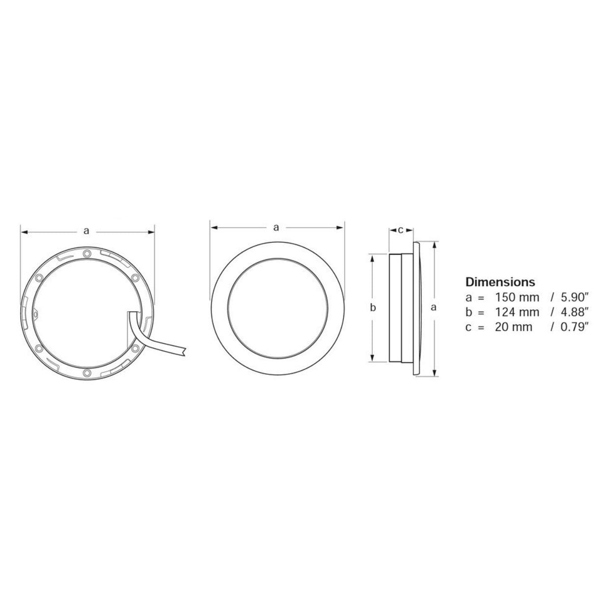 Hella Marine EuroLED 150 Downlight, White Light, Non-Touch, 9-33V