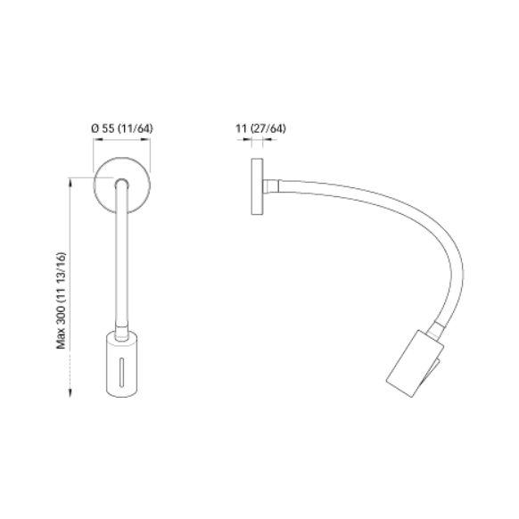 Quick Marine - Audrey LED Reading Light (Warm White, 10/30V, Black, Chromed Finish) (FASP1182TVCFA00)