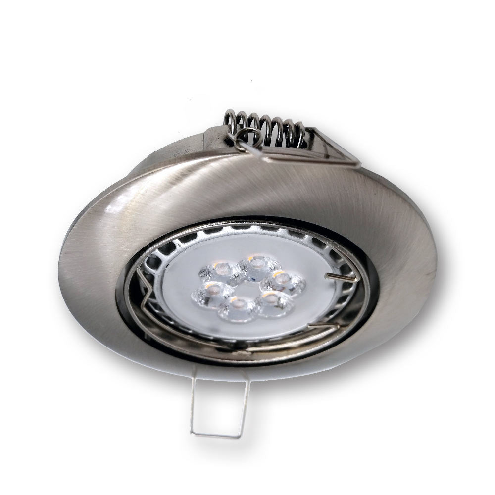 Mega LED - Downlight Fixture - Aluminum Alloy, Adjustable Beam, For MR16 or GU10, Inox Finish (HYDRA)