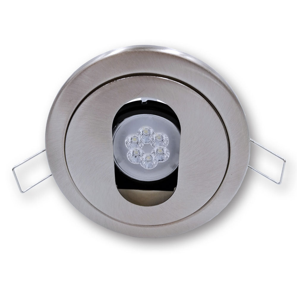 Mega LED - Corfu Downlight Fixture - Aluminum Alloy, For MR16 or GU10 Bulbs, Satin Chrome Trim Finish (CORFU-CH)