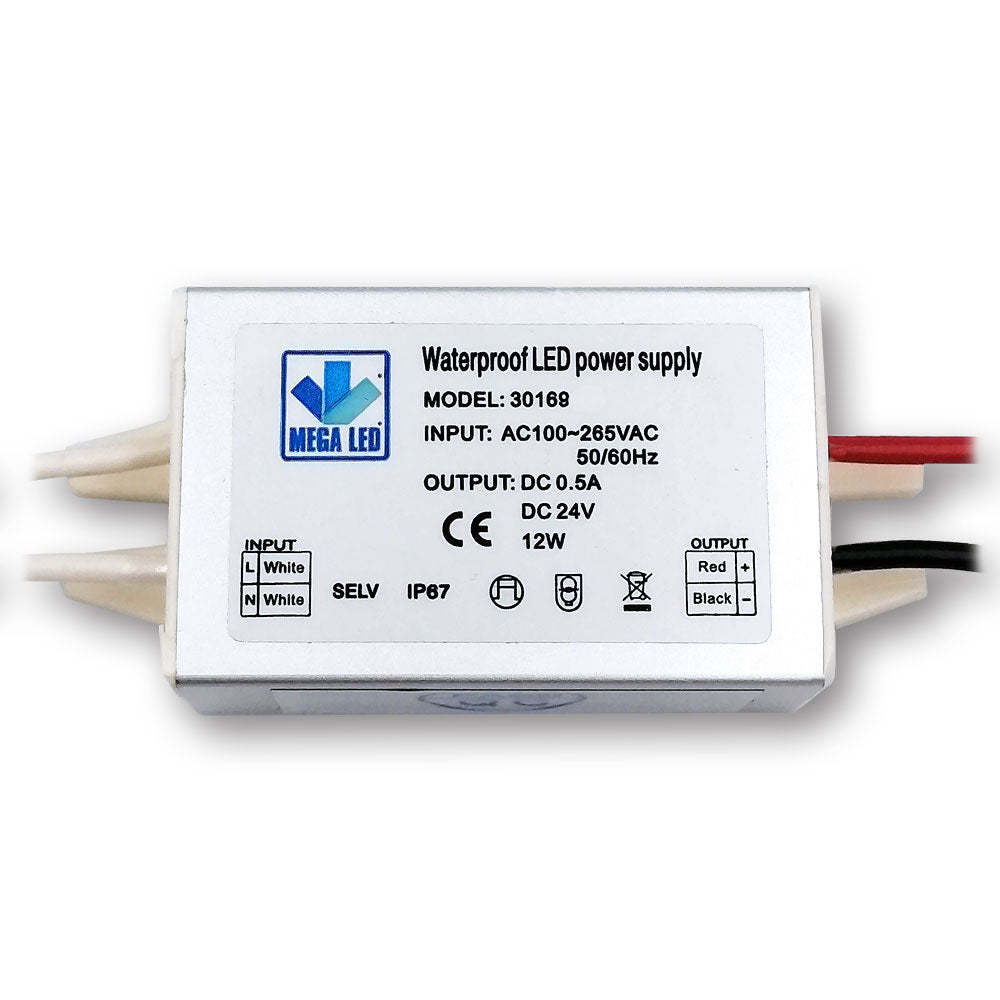 Mega LED - Driver Power Supply - 100-265V AC, 12V DC, 1A, 12W (30169-12)