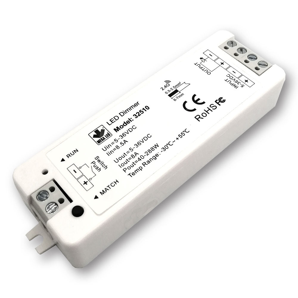 Mega LED - Electronic Dimmer - For RF Remote, Input 5-36V DC, 8A Max 40-288 Watt (36V DC)