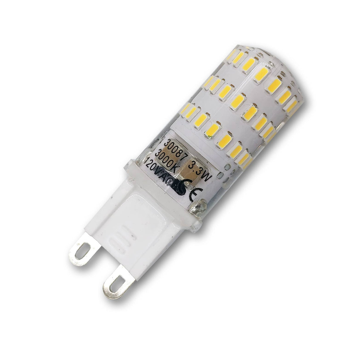 Mega LED - LED Replacement Bulb - G9 Type, 3.3 Watt, 375 Lumens, 120V AC, Beam Angle 360°, Warm White 3000K (30087-120)