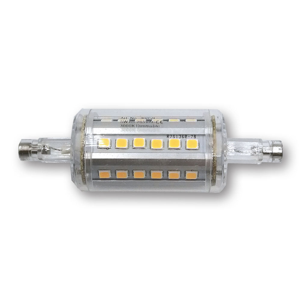 Mega LED - LED Replacement Bulb - R7S Type, 5 Watt, 500 Lumens, 85-265V AC, Beam Angle 360°, 3000K (30859)
