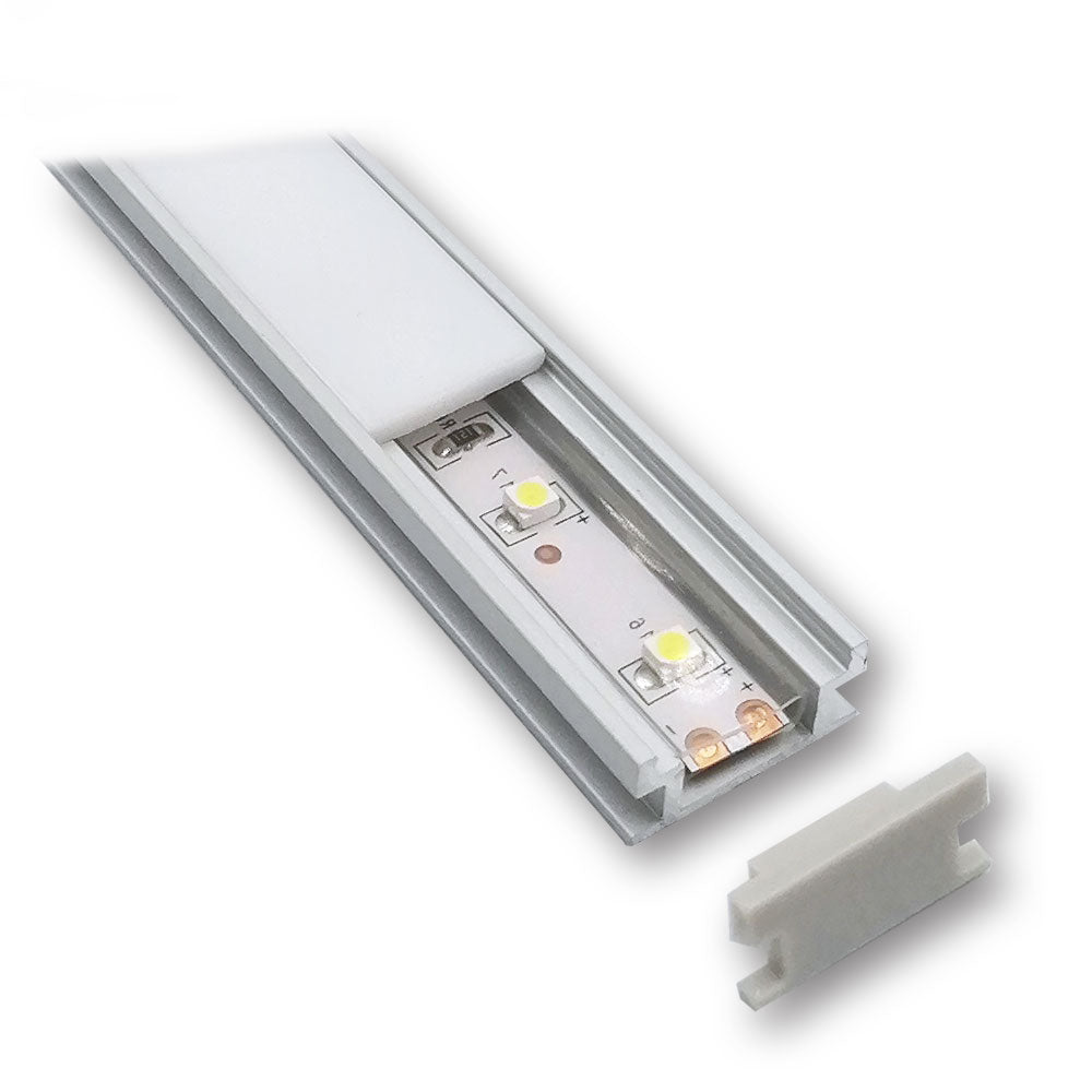 Mega LED - Recessed Aluminum Profile - Heavy Duty, Ideal For Floors/ Step Resistance, Length 2 Meter (30212HD)