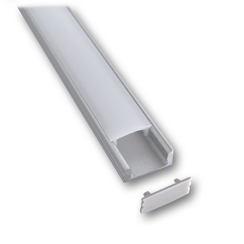 Mega LED - Aluminum Profile - Slim Recessed, Width 17.5mm (0.68") X Height 8.2mm (0.03"), Length 2 Meters (30211)