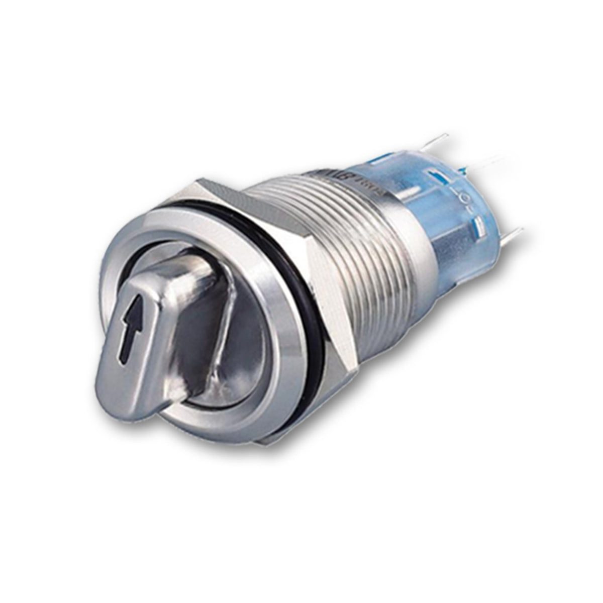 Mega LED - Switch Button - Waterproof IP67, Stainless Steel, Selector Switch, Illuminated, 24V, Red LED (32370-R24)