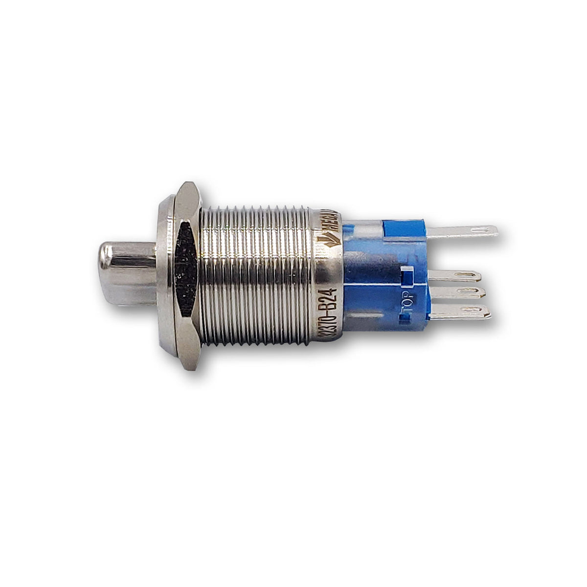 Mega LED - Switch Button - Waterproof IP67, Stainless Steel, Selector Switch, Illuminated, 24V, Red LED (32370-R24)