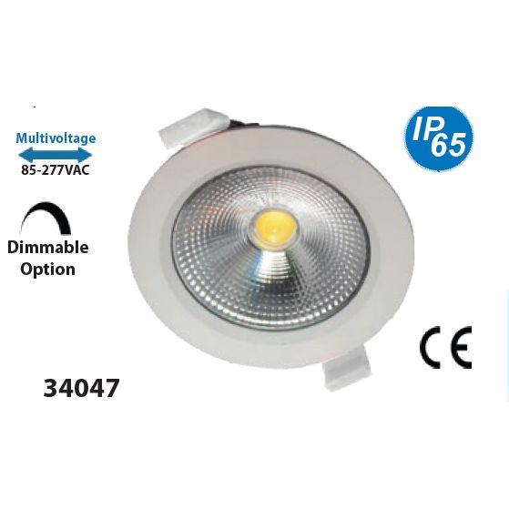 Mega LED - LED Downlight - 7W, Waterproof LED Recessed Ceiling Light, 85-277V AC (34047)