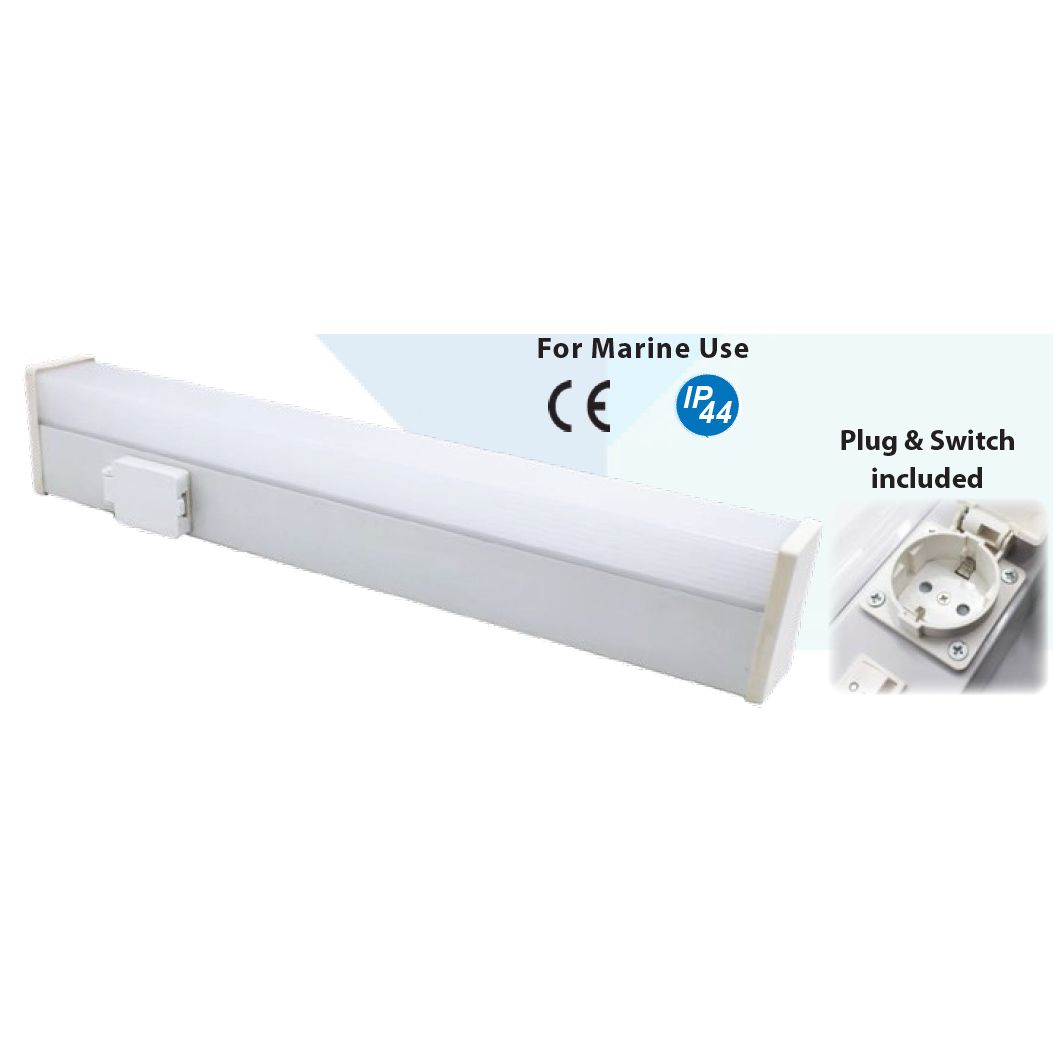 Mega LED - LED Flat Linear Light - 900mm, 18W, Galvanized Steel Frame Coated White, 100-265V AC (33015)