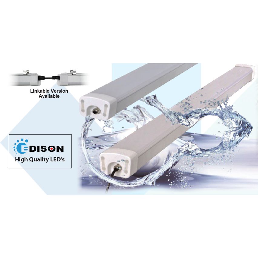 Mega LED - LED Triproof Light - 1200mm, 60W, PC Lens & Stainless Steel, Beam Angle 120º (30686HP)