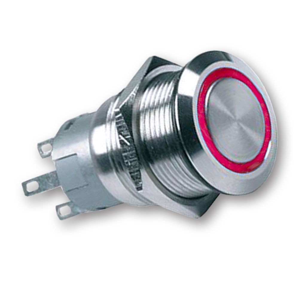 Mega LED - 22MM Push Button - Waterproof IP67, Stainless Steel, Illuminated