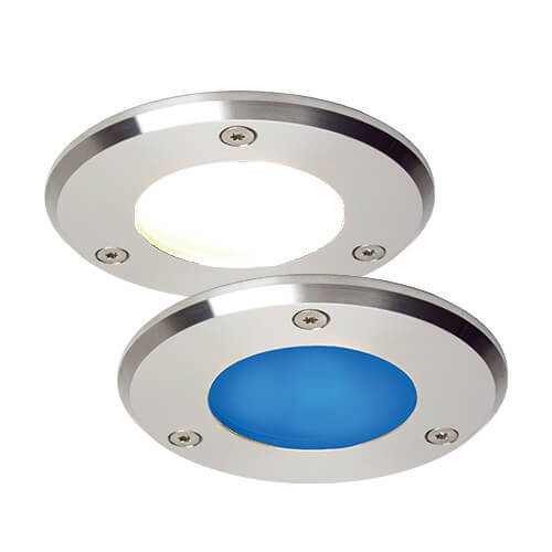 Imtra - Emden-Medium LED Downlight - Stainless Steel, Warm White/Blue, 10-30VDC, IP67, 3.0W (ILPB23303605)