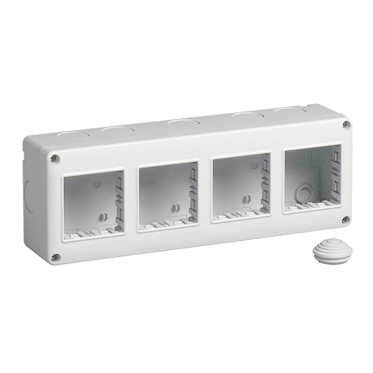 Vimar Isoset 8-Module 2x4 Surface Mount Enclosure, For Eikon and Plana Series, IP40, 23.8x8.3x5.5 cm, Plastic