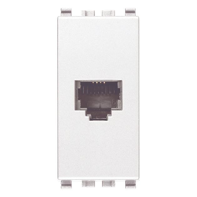 Vimar Eikon RJ11 Phone Jack 6/4, 1-Module, Screw Terminals, IP20, Flush-Mount