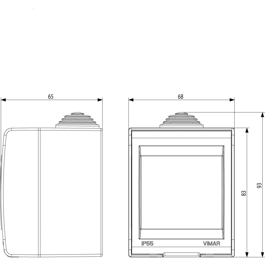 Vimar Idea IP55 2-Module Surface-Mount Enclosure, For 8000 Special Modules, RAL 7035 Grey