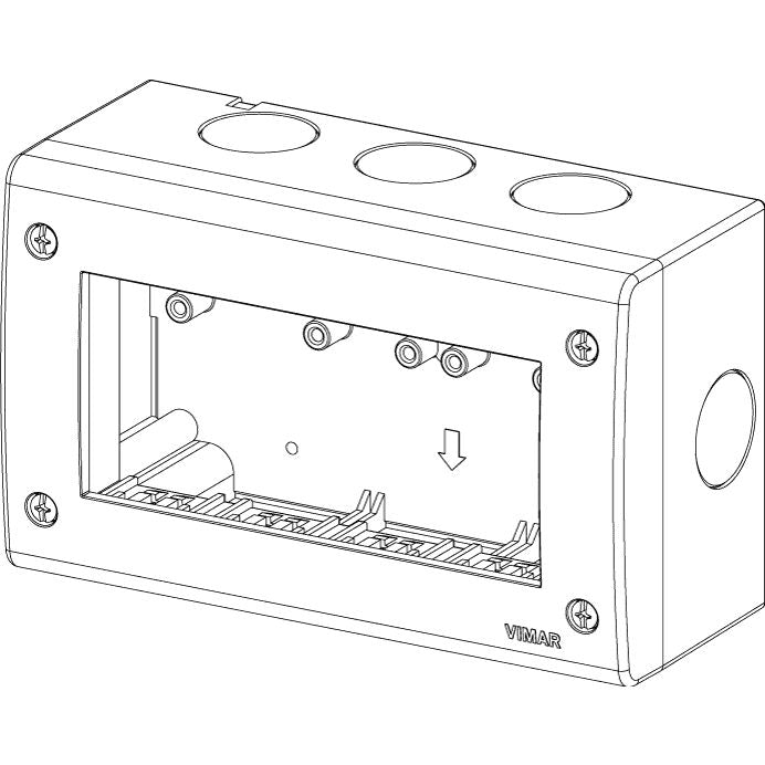 Vimar Idea/8000 Surface-Mount Enclosure, 4-Module, IP40, RAL 7035 Grey