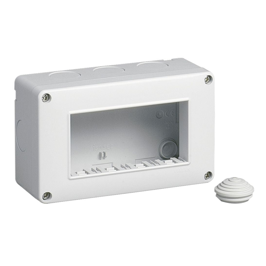 Vimar Isoset 4-Module Surface Mounting Box, For Eikon and Plana Series, IP40, Grey, Plastic