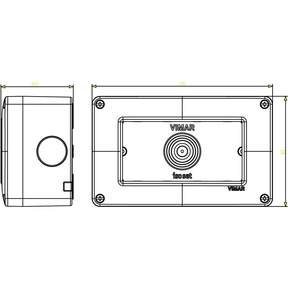 Vimar Isoset 4-Module Surface Mounting Box, For Eikon and Plana Series, IP40, Grey, Plastic