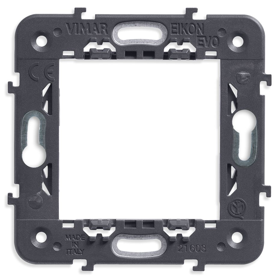 Vimar Eikon 2-Module Mounting Frame, Without Screws, For 60 mm Fixing Centres or 56x56 mm Box, 71 mm Distance Between Centres