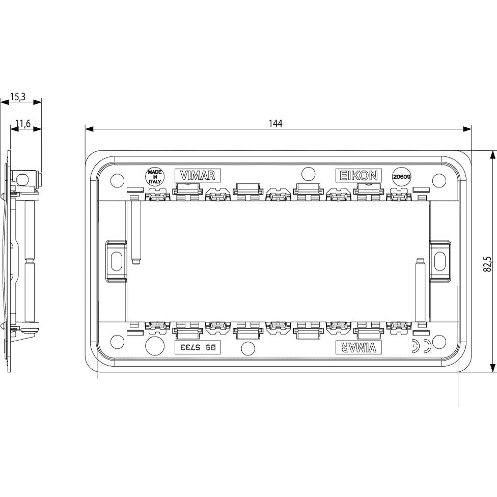 Vimar Eikon 5-Module Mounting Frame, For British Standard Boxes