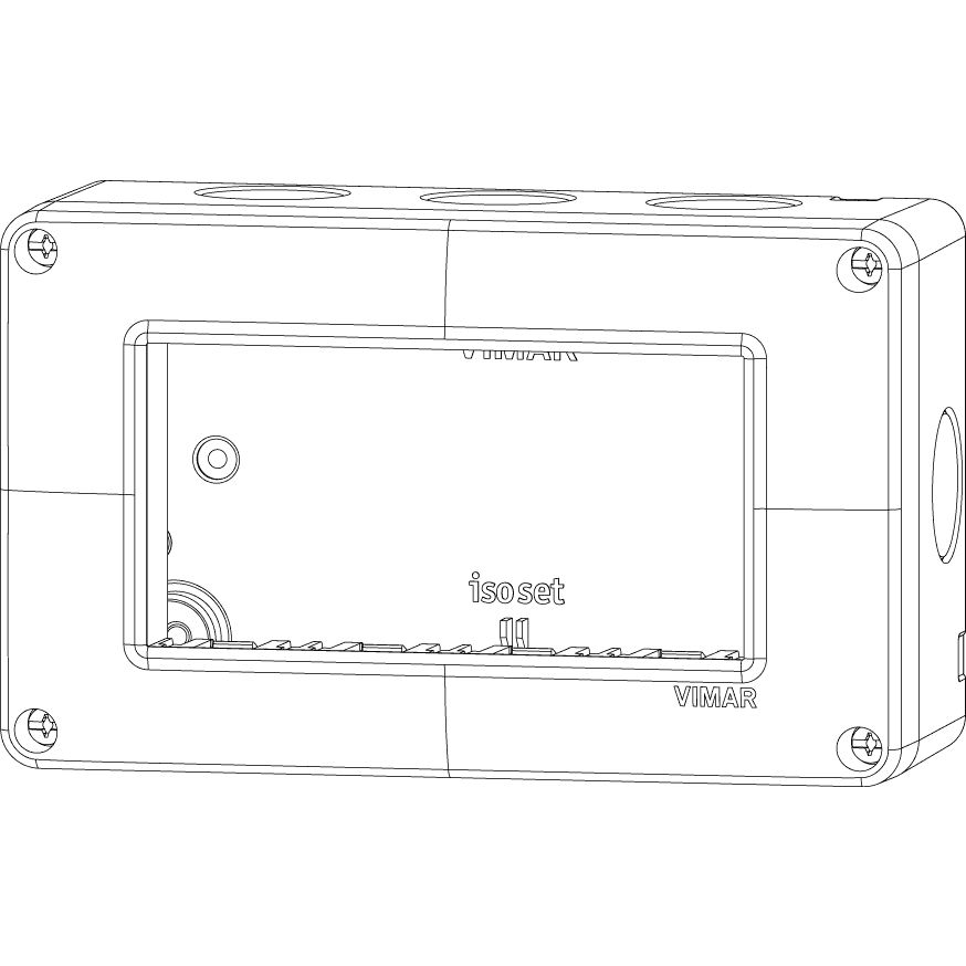Vimar Isoset 4-Module Surface Mounting Box, For Eikon and Plana Series, IP40, Grey, Plastic
