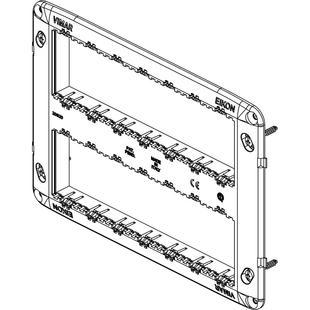 Vimar Eikon Mounting Frame, For V71320/V71620/V71720 Flush or 09920 Surface Boxes, 14 (7+7) Modules, Screws Included