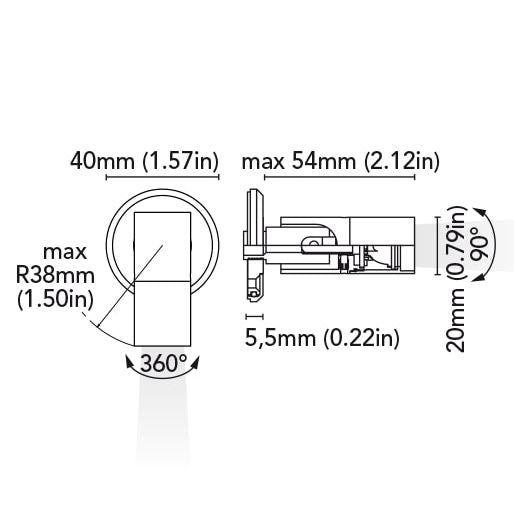 BCM - SIRIO Adjustable Reading Lamp - 1W, 3000K, 16-32VDC, Chrome, IP40, Dimmable (BCM2187-N-Z1W-3)