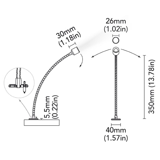 BCM - VENTURA Wall Light - Chrome, 1.5W, 3000K, 8-32V, IP40, Warm White (BCM2184K-I-3)