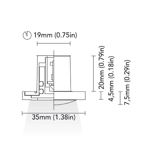 BCM - Columbia 35 Courtesy Light - 0.5W, 8-32V, IP66, Opal Screen, Wide Beam