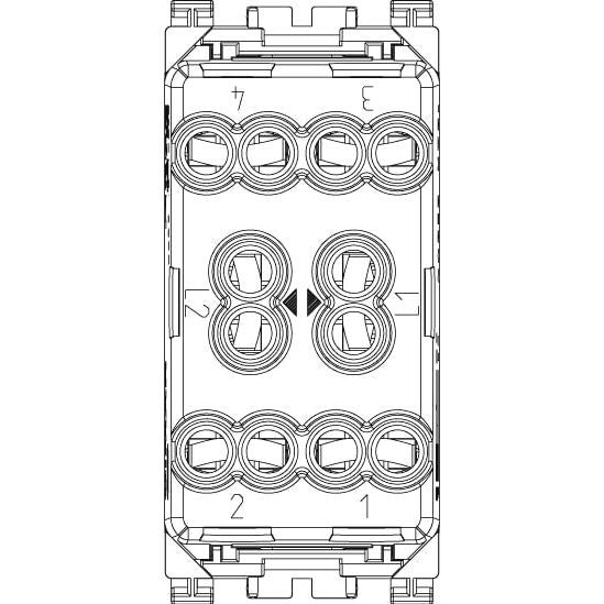 Vimar Arké Two-Button 2-Way Switch, 2P, 10AX 250V, 6 Terminals, Directional Arrows, Central OFF Position