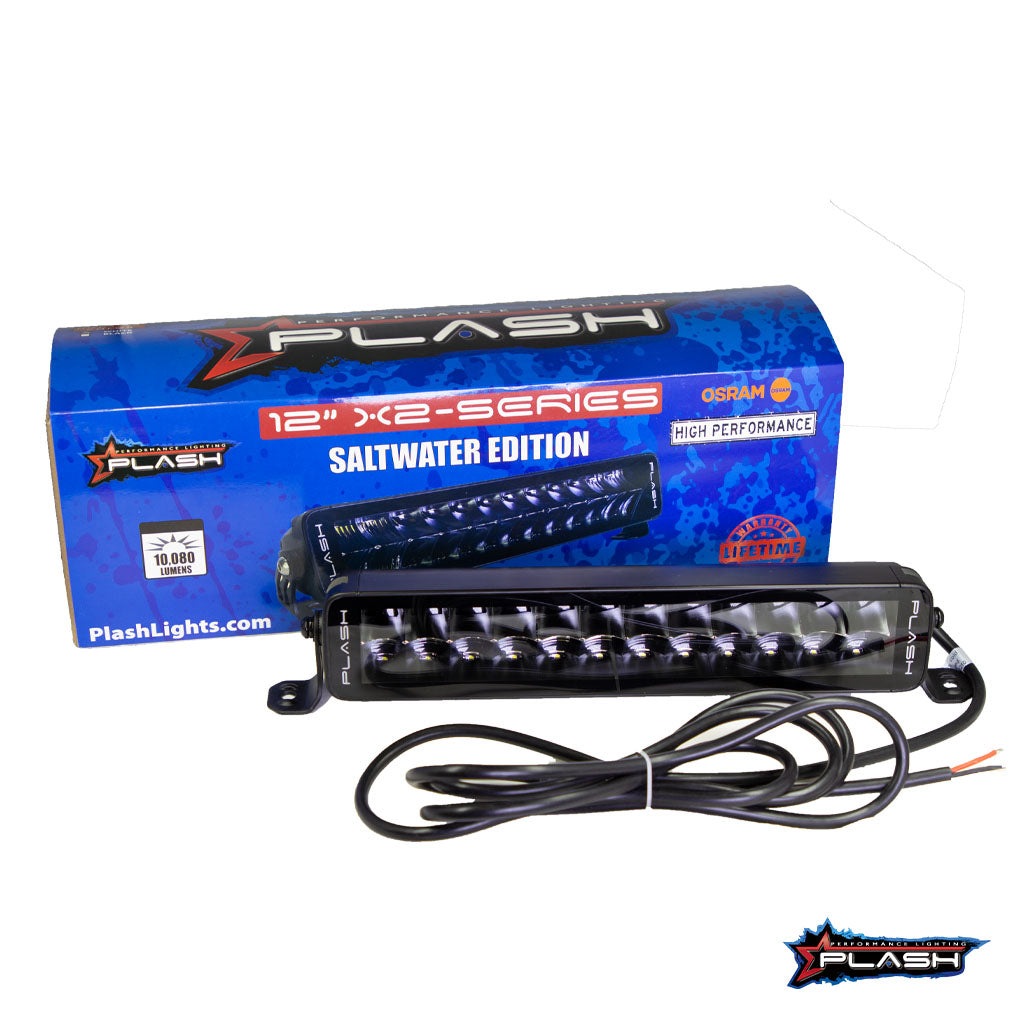 Plash - X2-Series 12" LED Light Bar - 9-32V, 120W, 6000K, Cool White, IP67