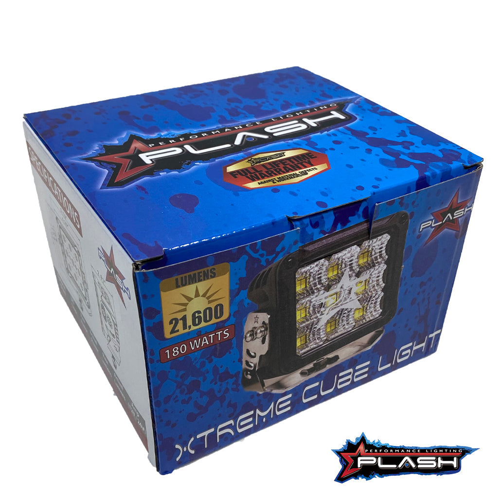 Plash - XTREME Cube Spotlight - IP67, 9-36V, 6000K, Cool White, 21600lm, 10A (180-FL-BLK)