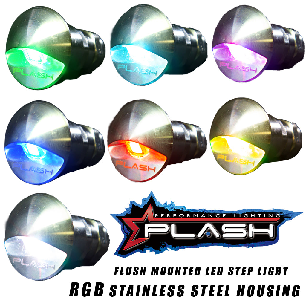 Plash - LED Step Light - Stainless Steel, RGB, 12V, IP68 (DL-SS-RGB)