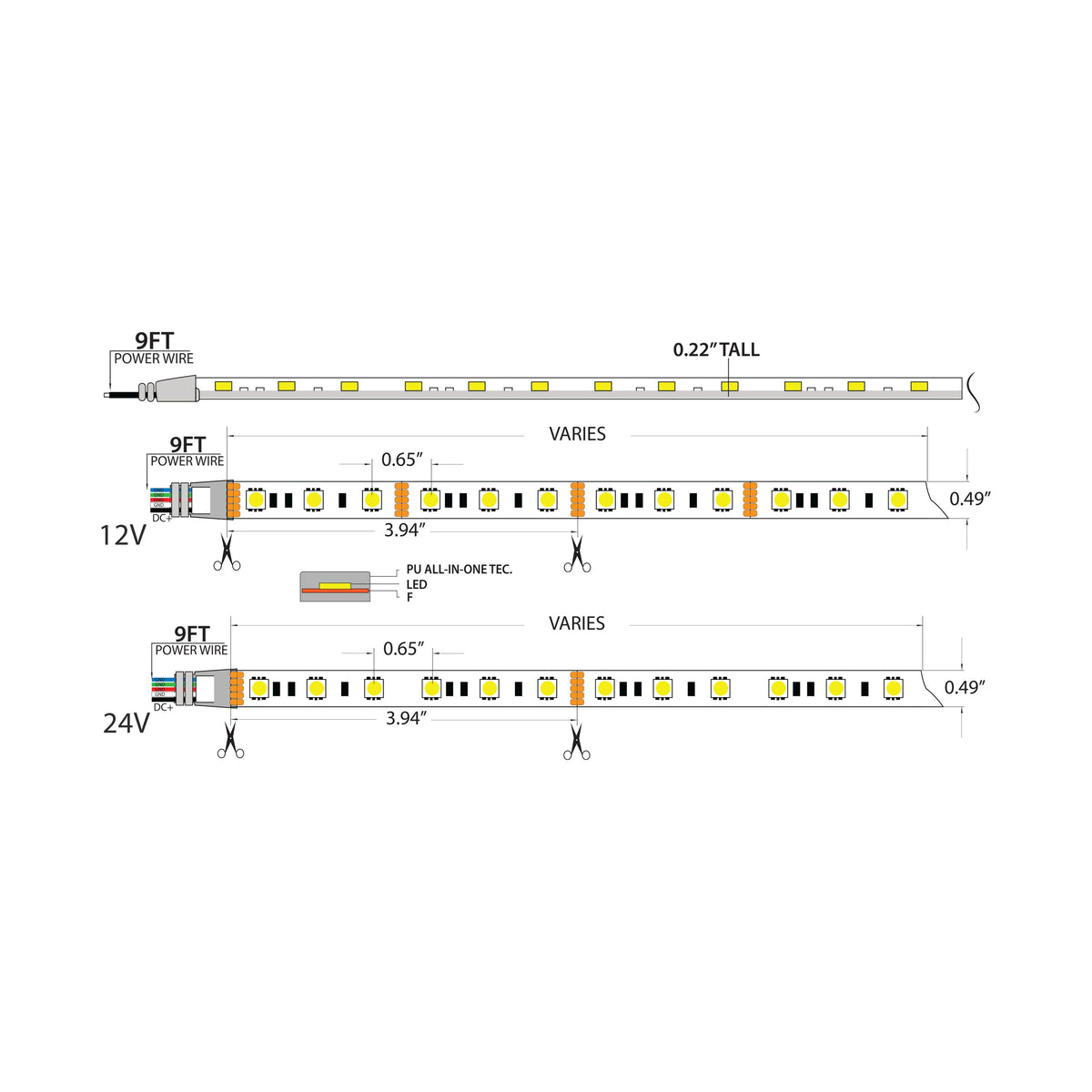 Plash - Waterproof Flexible Light Strip - IP68, 12V, RGBW, 20ft (FLS-RGBW-68-20FT)