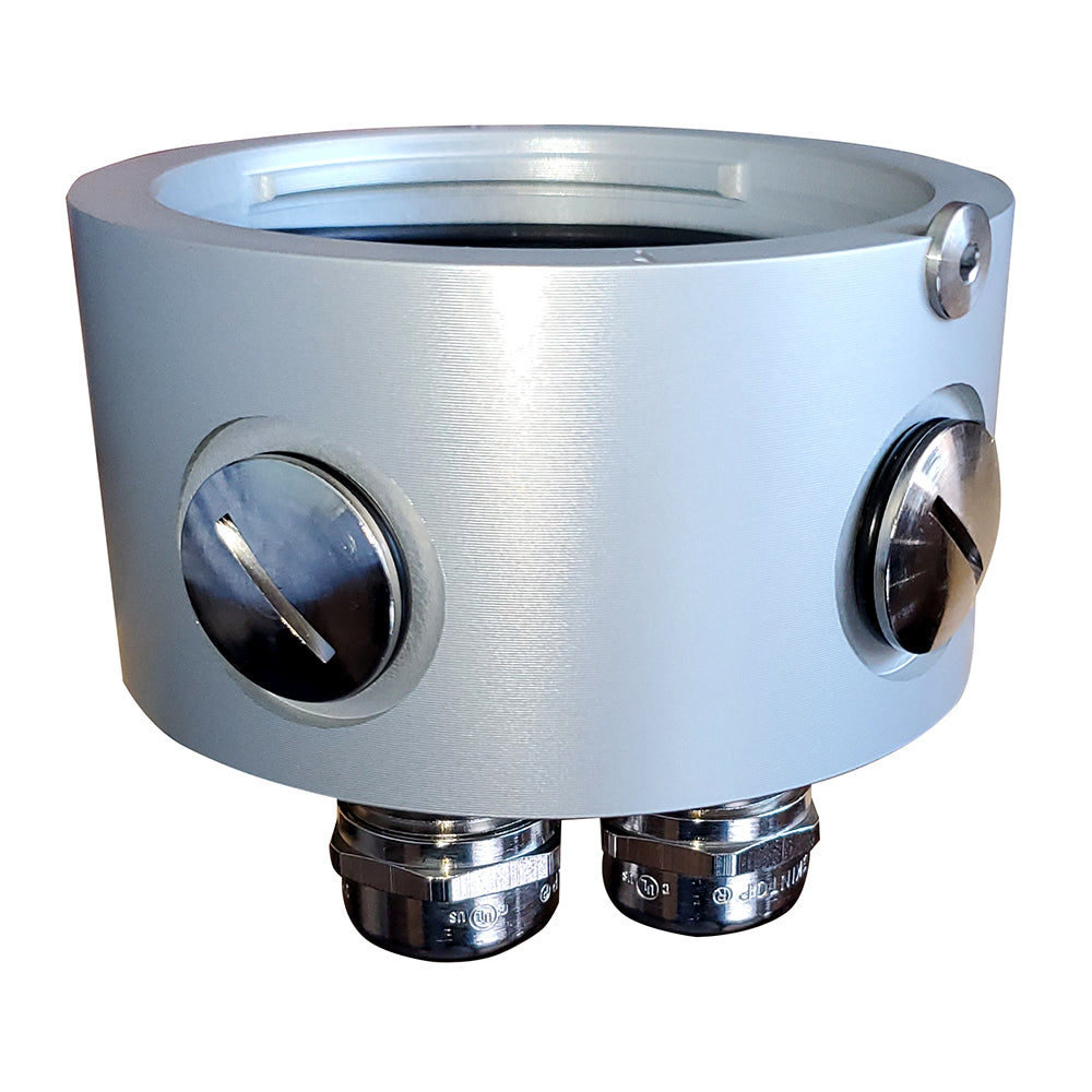 Lopolight Pro-Mount Aluminum Mounting Base, For K-Lock Lights, 2CS+2CD, IP68, Horizontal Mount, 3.6 in Dia x 1.8 in, Silver Anodized Finish