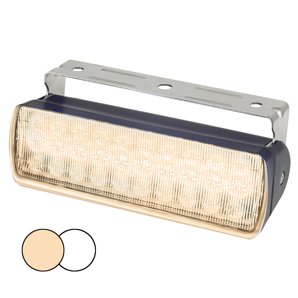 Hella Marine Sea Hawk-XL Dual Color LED Deck Floodlight, White/Warm White, 9-33V DC, IP67, 2.5m Cable, Black Housing