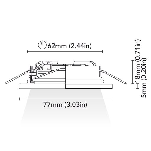 BCM - Colorado 77 Downlight - White, 2W, 3000K Warm White, 8-32V, IP66, 215Lm