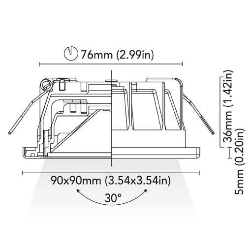 BCM - Daytona 90 Downlight - 4W, 3000K Warm White, 8-32V, IP66, 323lm