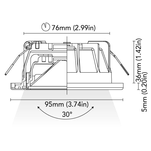 BCM - Phoenix 95 Downlight - 4W, 3000K Warm White, 8-32V, IP66, 323Lm