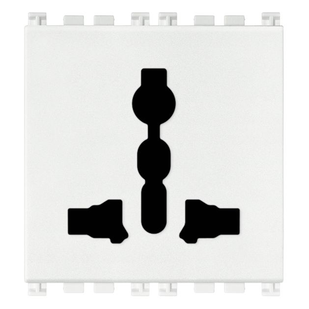 Vimar Arké SICURY Multistandard Socket Outlet, 2P+E, 13A, 250V, 2 Modules
