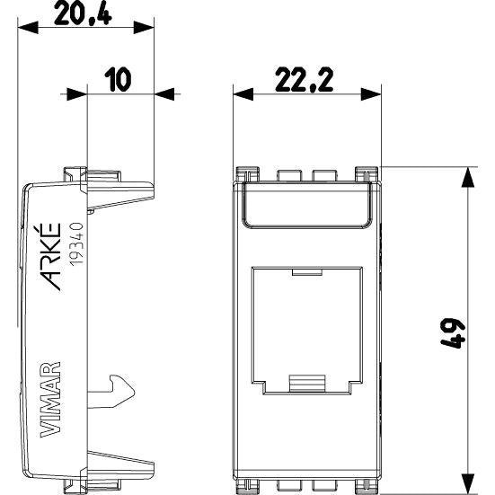 Vimar Arké MINI-COM Panduit Adaptor, 22.2 x 49 x 20.4 mm
