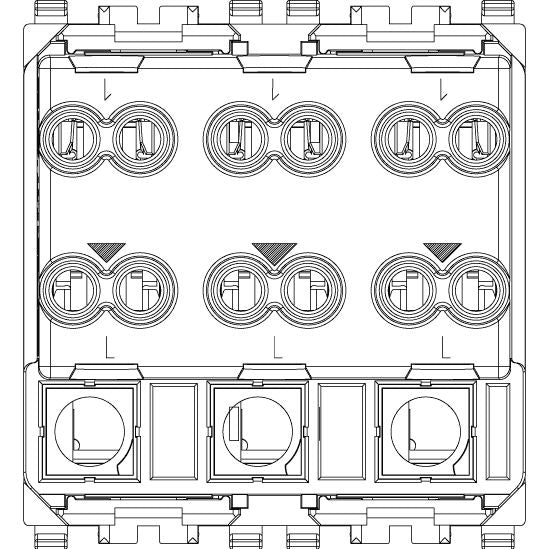 Vimar Eikon 3-Rocker 1-Way Switch, 20AX, 250V, Lightable, 2 Module, IP40