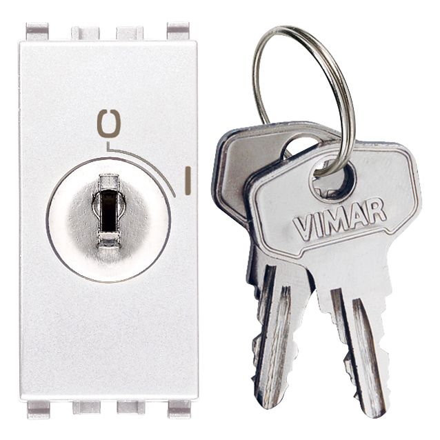 Vimar Eikon Key-Operated Push Button, 2P NO, 16A, 250V, IP40, Key Removable in OFF Position Only