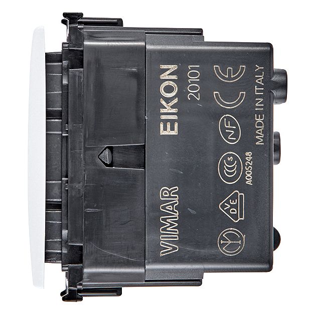 Vimar Eikon Axial 2-Way Rocker Switch, 1P, 16AX, 250V, Lightable, Replaceable Button
