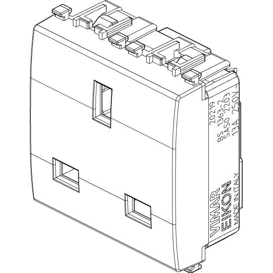 Vimar Eikon English Standard SICURY Socket Outlet, 13A, 250V, 2 Module