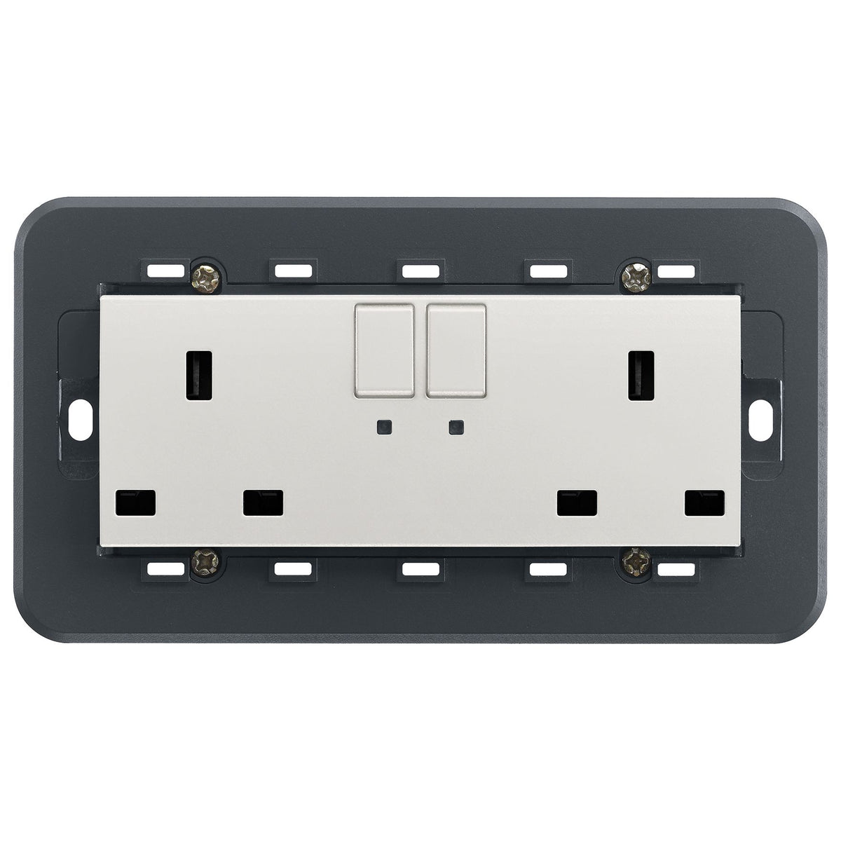 Vimar Eikon Two-Switch British Standard Socket Outlet, 2 x 13A, 250V, 5-Module, IP20